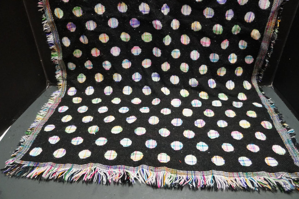 Echo Black Rainbow Polka Dot Jacquard Reversible Blanket Scarf