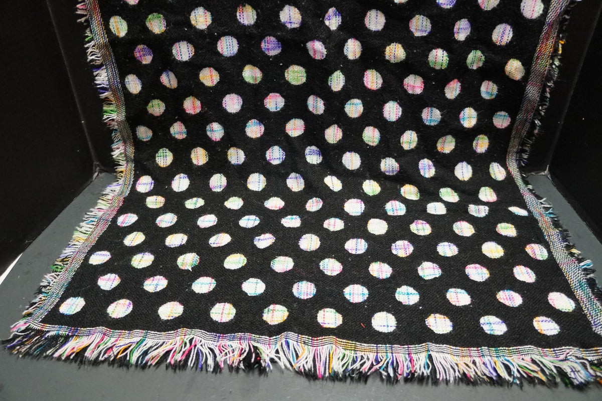 Echo Black Rainbow Polka Dot Jacquard Reversible Blanket Scarf