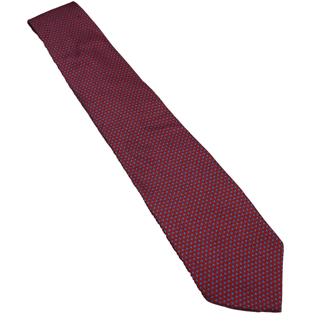 Tommy Hilfiger Americana Patriotic Red Silk Tie Tiny Blue Stars