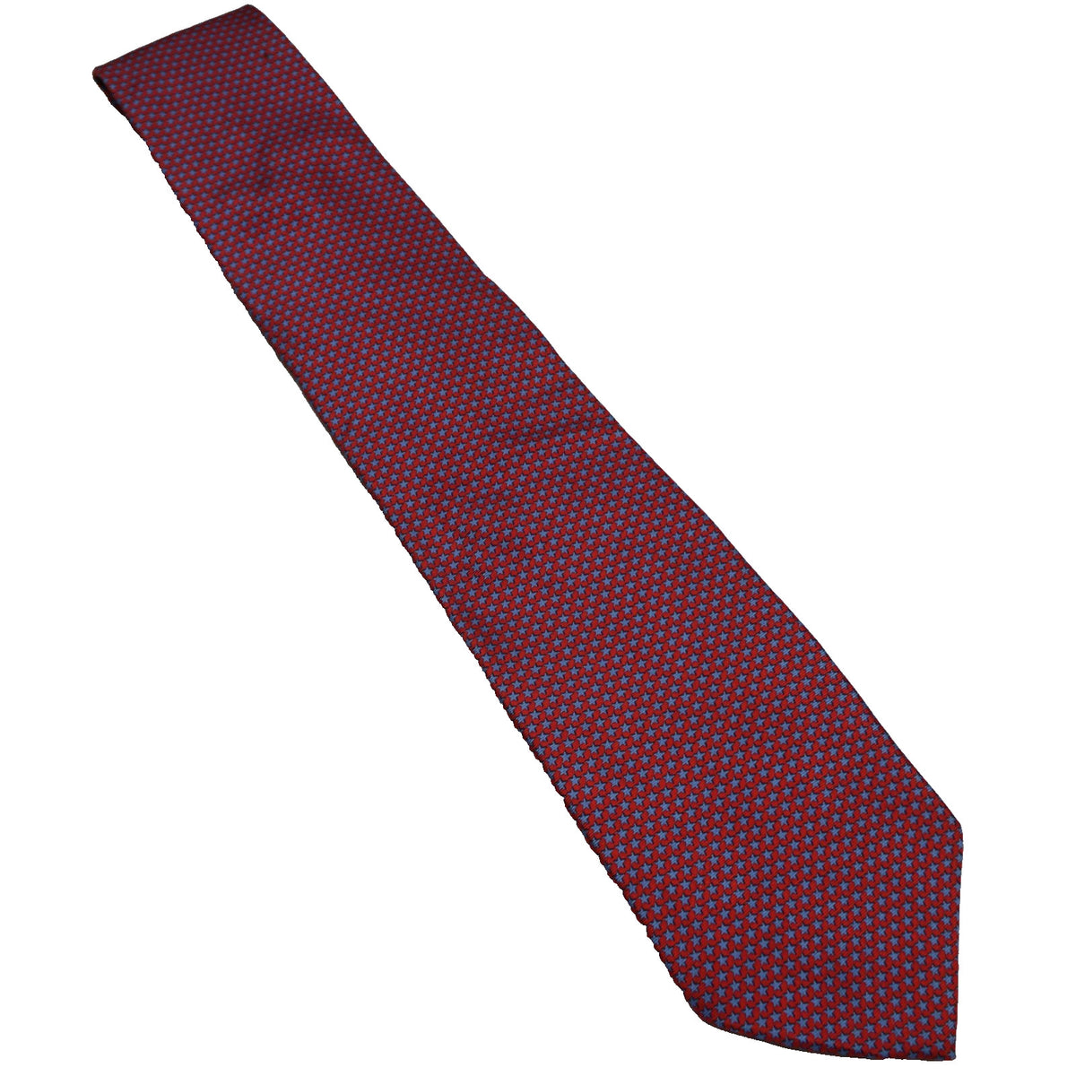 Tommy Hilfiger Americana Patriotic Red Silk Tie Tiny Blue Stars