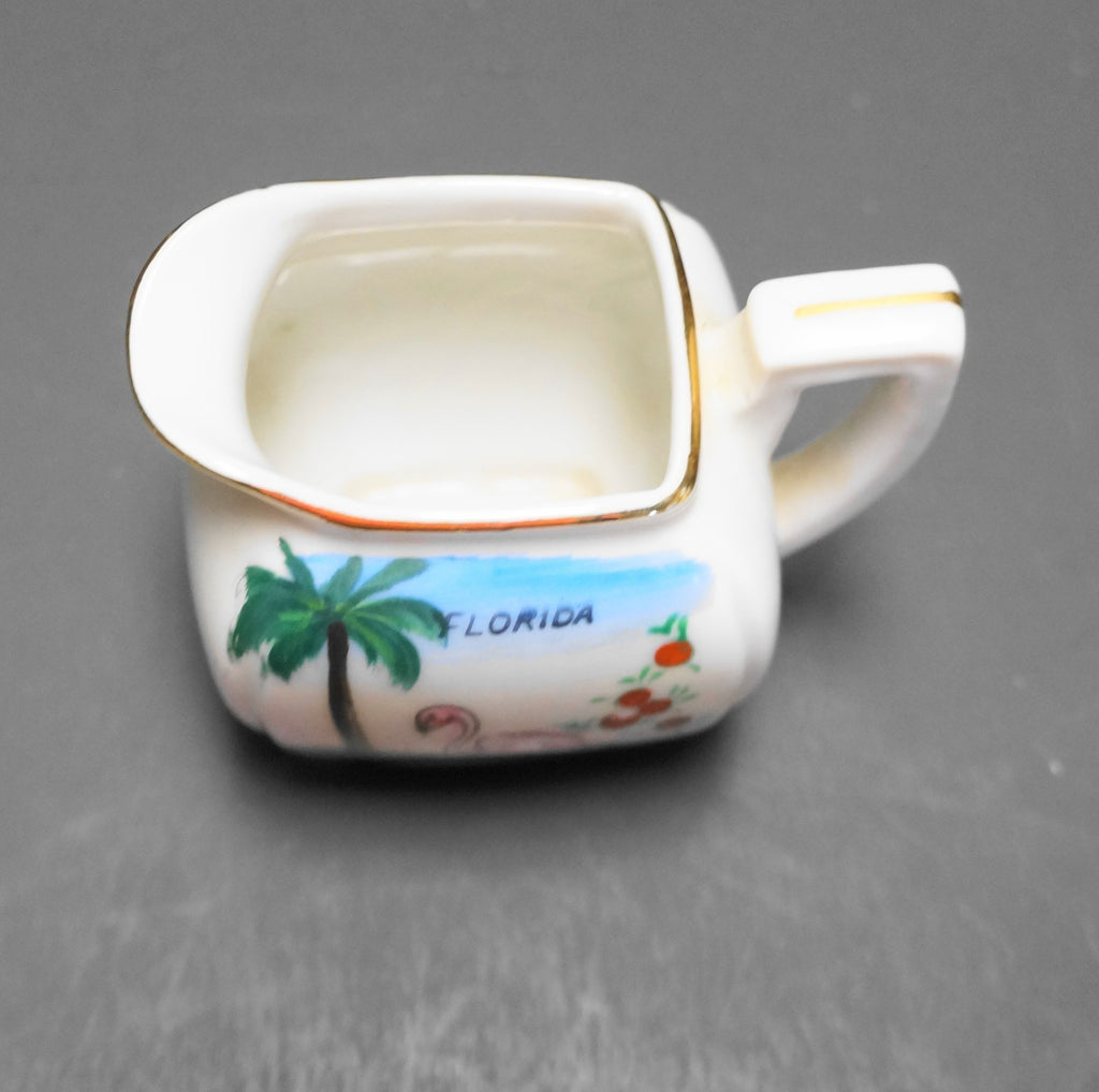 Florida Souvenir Hand Painted Creamer Flamingo Palm Tree Beach