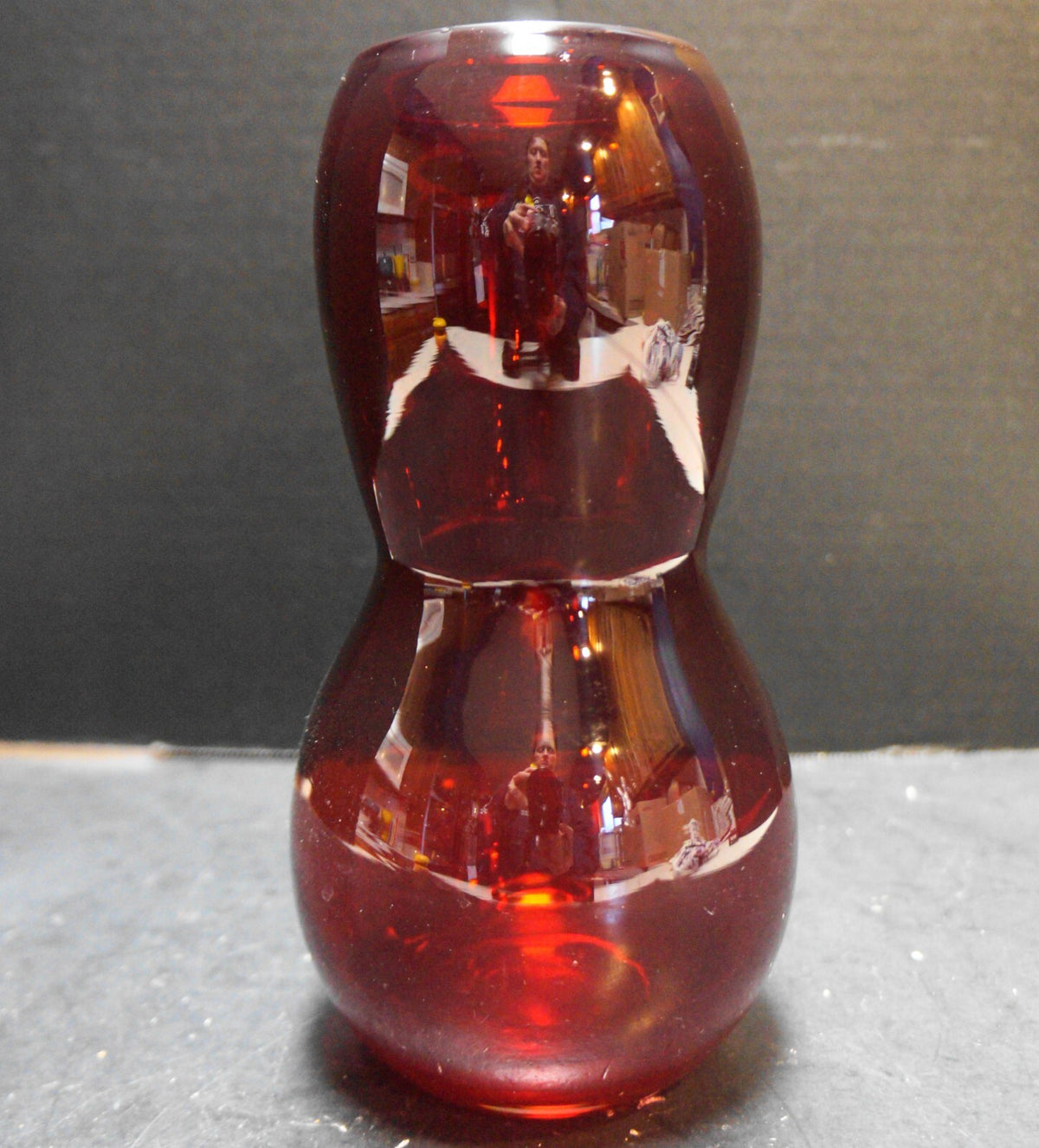 Ruby Red Art Glass Blown Gourd Shaped Vase