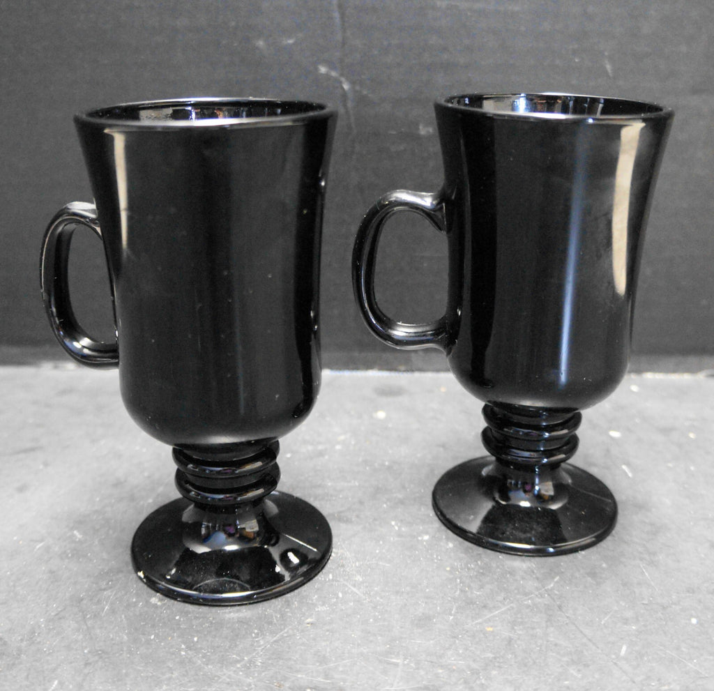 Ruby Tuesday Black Glass Libbey Footed Irish Coffee Mug