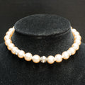 Champagne Colored Faux Pearl Rhinestone Rondelle Choker Necklace Japan