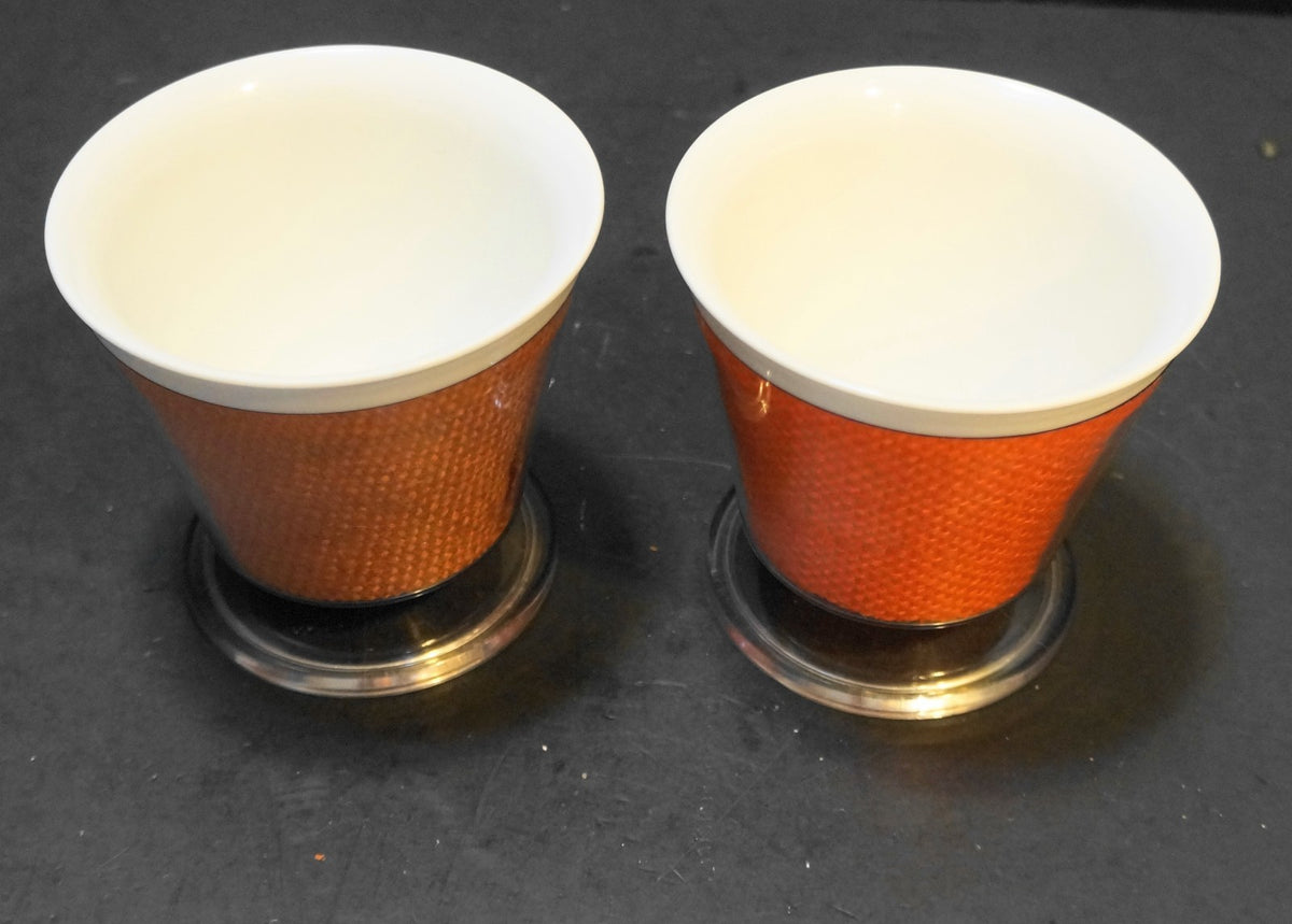 Orange Raffia Dessert Cups Sherbets Pair