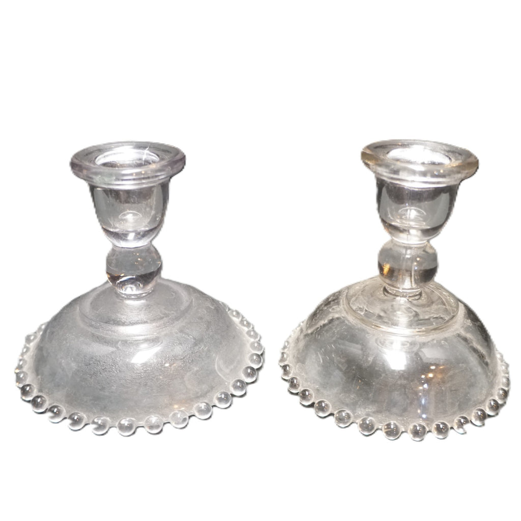 Imperial Candlewick Single Light Candle Holders Mismatched Pair