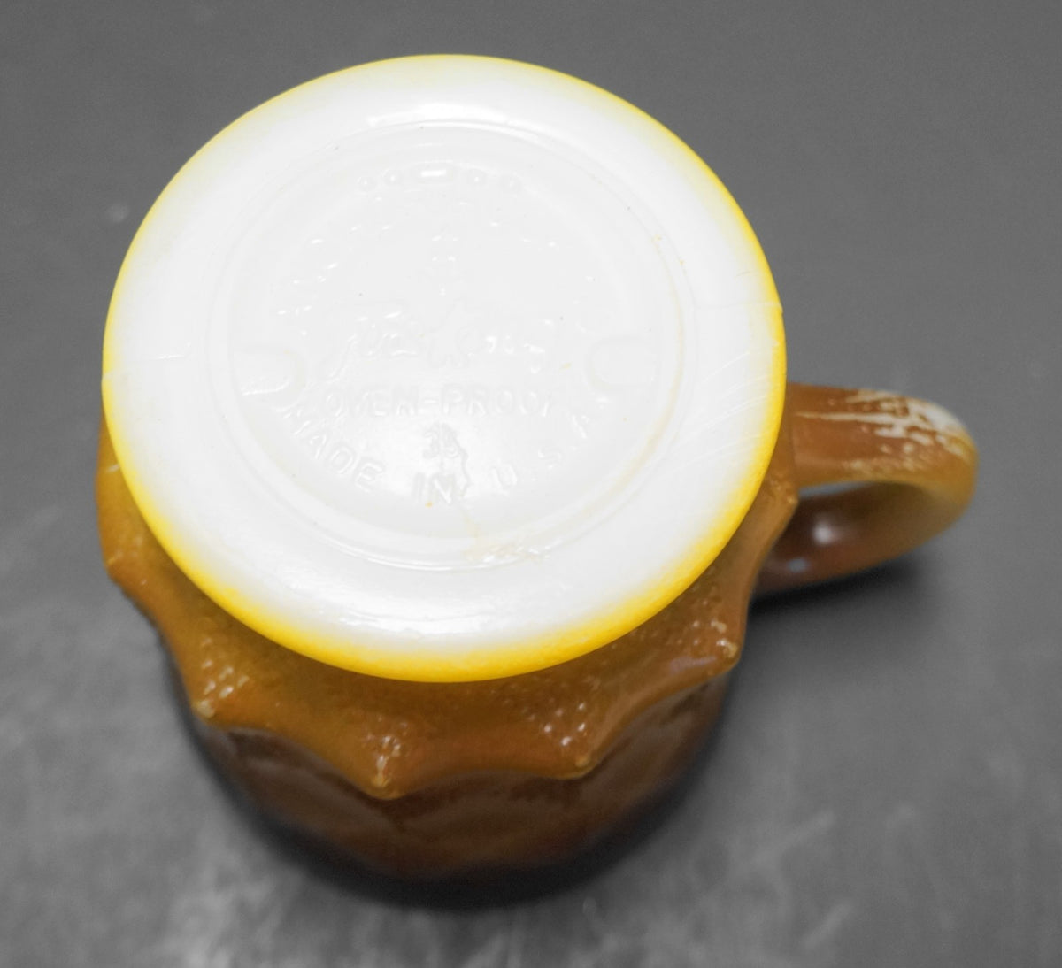 SOLD Fire-King Kimberly Mug Diamond Pane Yellow Brown Fade