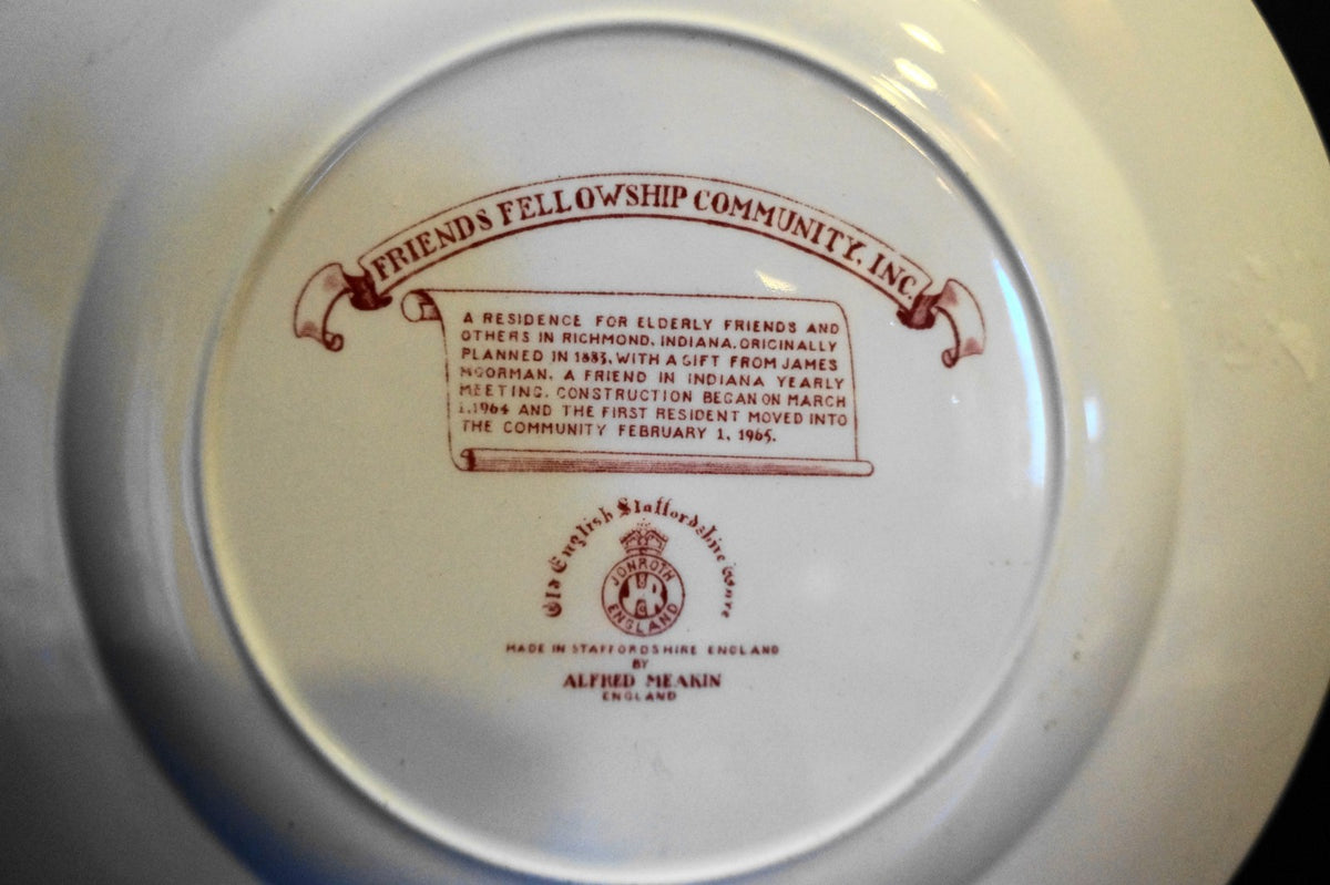 SOLD Indiana Society of Friends Red Pink Transferware Jonroth Staffordshire England A