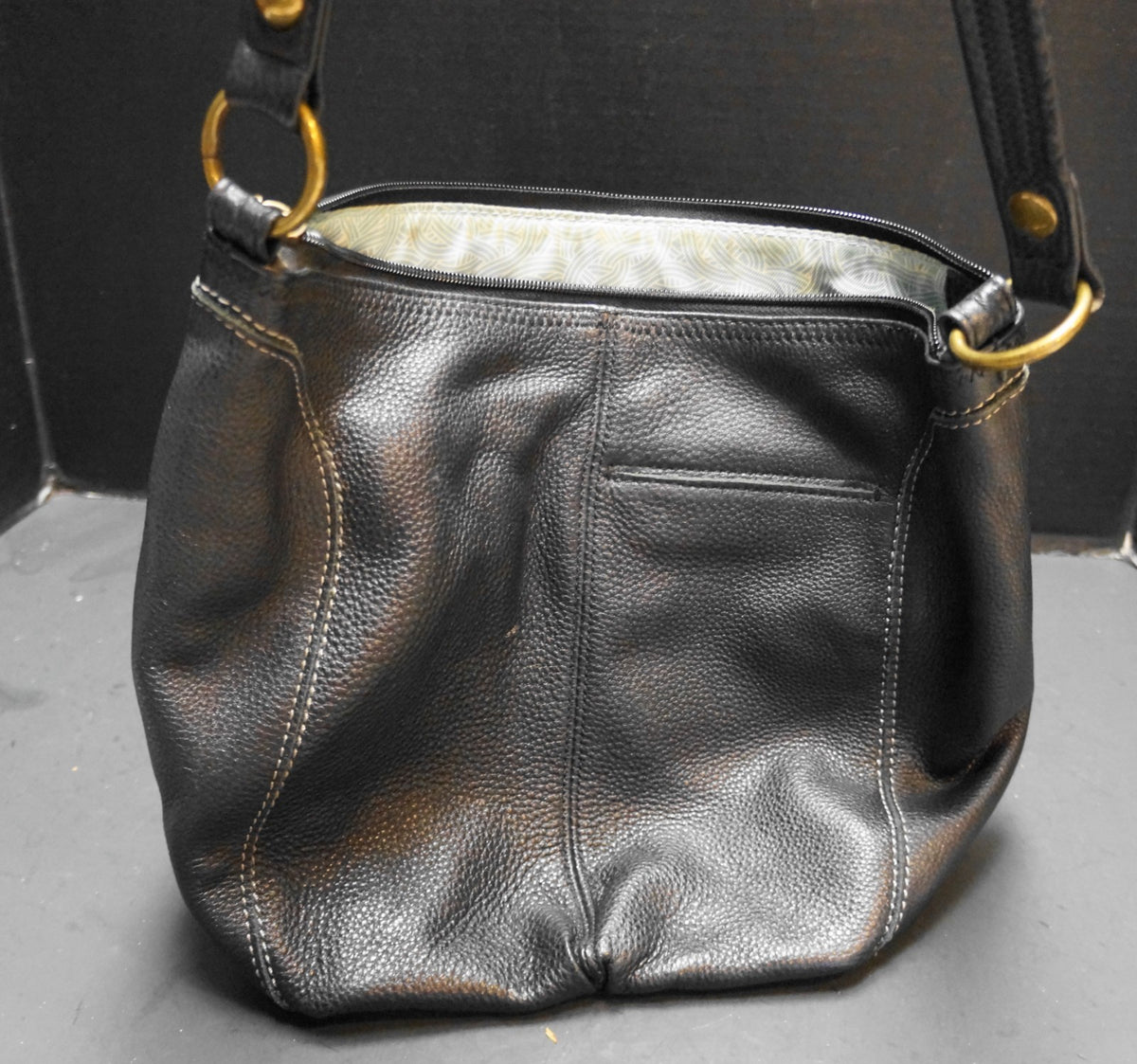 The Sak Black Iris Pebbled Leather Soft Slouch Hobo Shoulder Bag