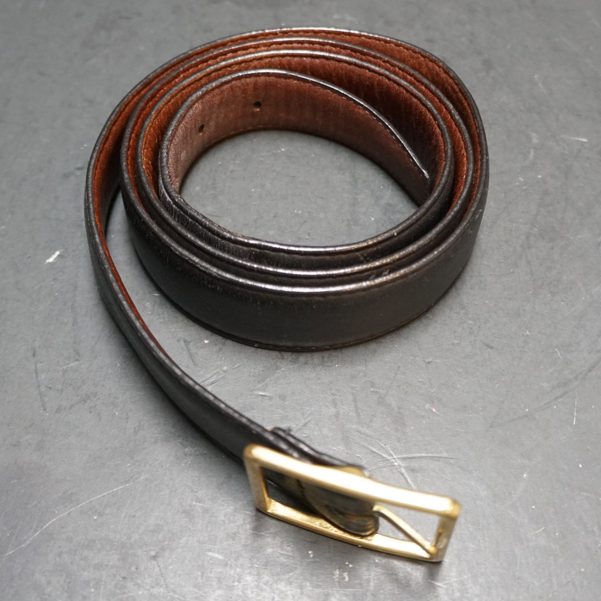 Brighton Black Brown Leather Reversible Belt Brass Buckle Size 42 Men's