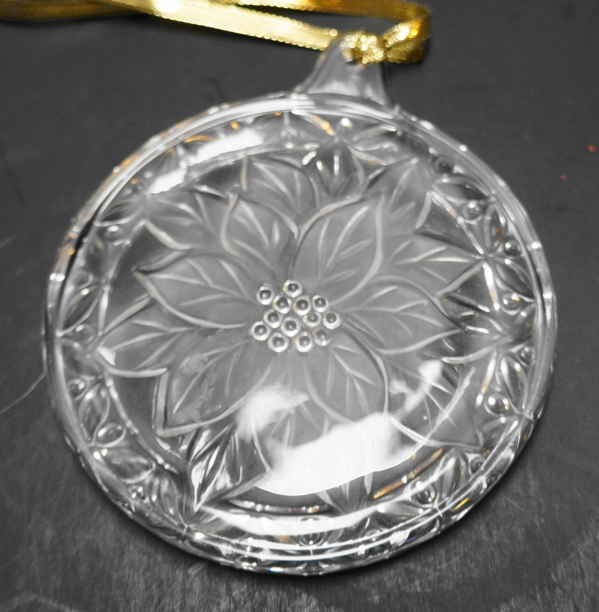 Mikasa Crystal Frosted Festive Poinsettia Christmas Ornament