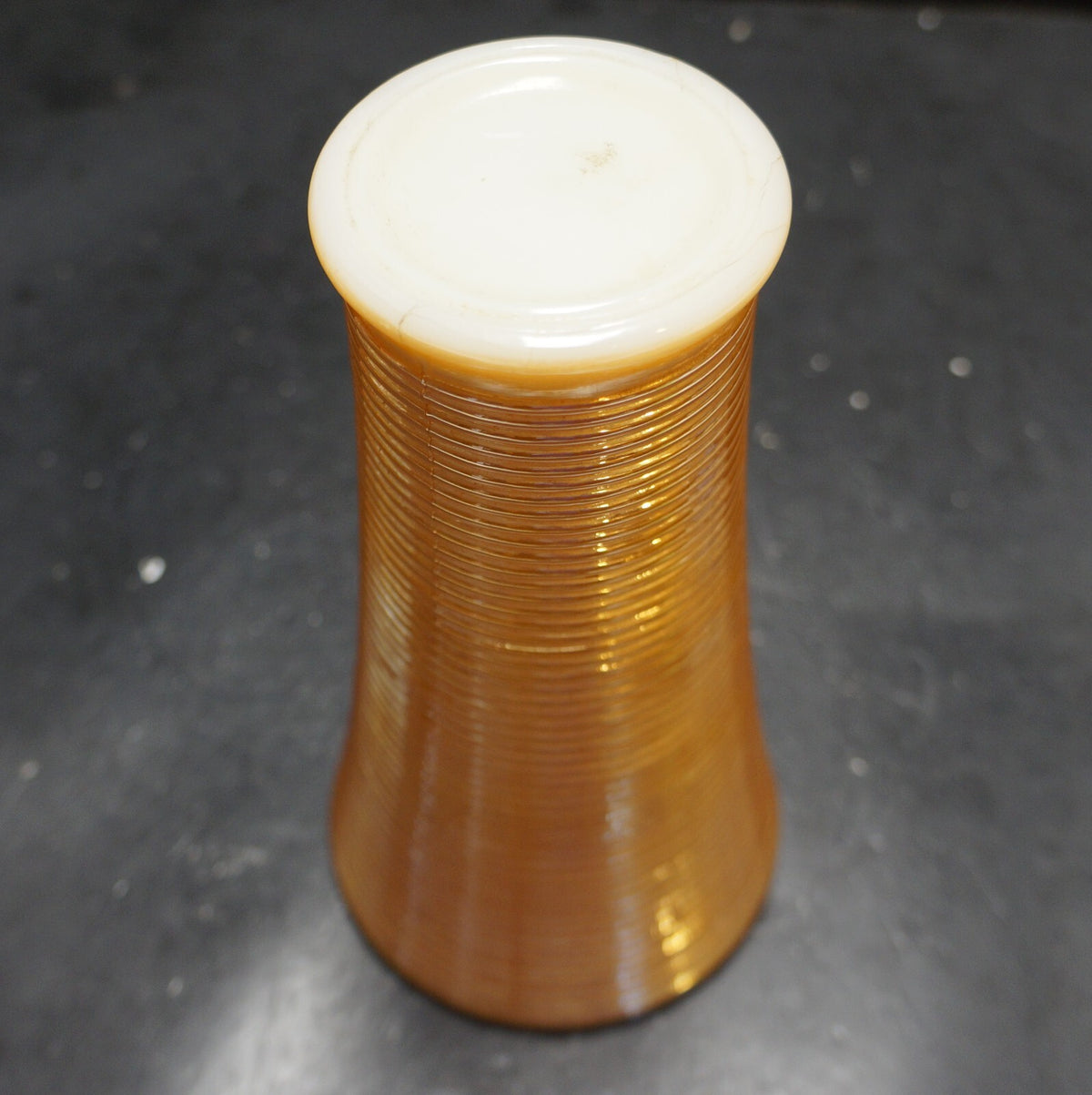 Fire King Peach Lustre Ribbed Vase
