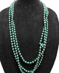Dark Green Flapper Length 100 IN Single Strand Faux Pearls Necklace Hand Knotted