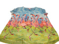 Leoma Lovegrove Flamingos Women's Top Shirt Size Large L Scoop Neck Blue Pink