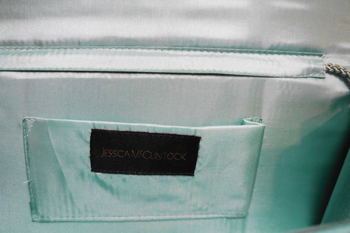 Jessica McClintock Green Ruched Evening Bag Clutch NWT