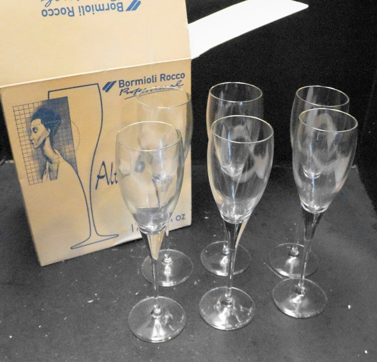 Bormioli Rocco Aria Altea Champagne Flutes Set of 6 With Box