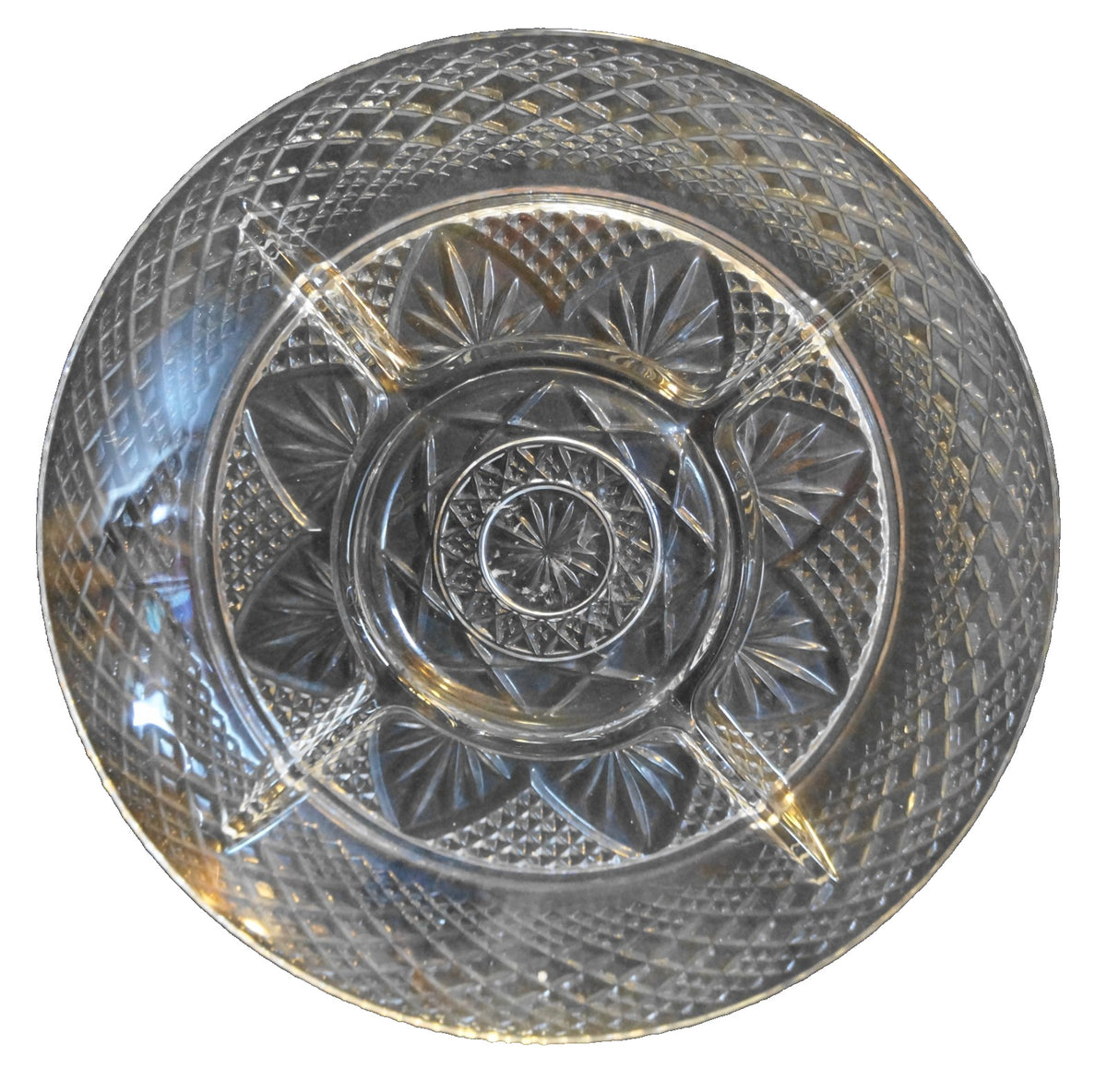 Durand Antique Clear Divided Relish Plate Cristal d'Arques France