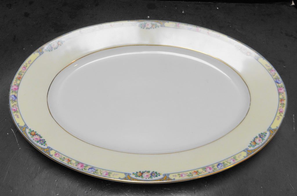 Thomas Germany 3816 Oval Platter 15" Floral Band Cream Rim Scrolls