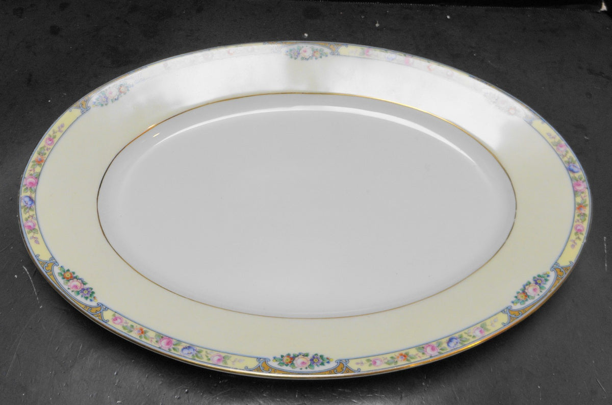 Thomas Germany 3816 Oval Platter 15" Floral Band Cream Rim Scrolls