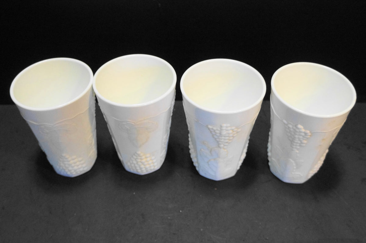 Indiana Harvest Grape Milk Glass Flat Tumblers Set of 4