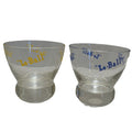 Eva Zeisel Lo-Ball Yellow Blue Federal Glass Pair