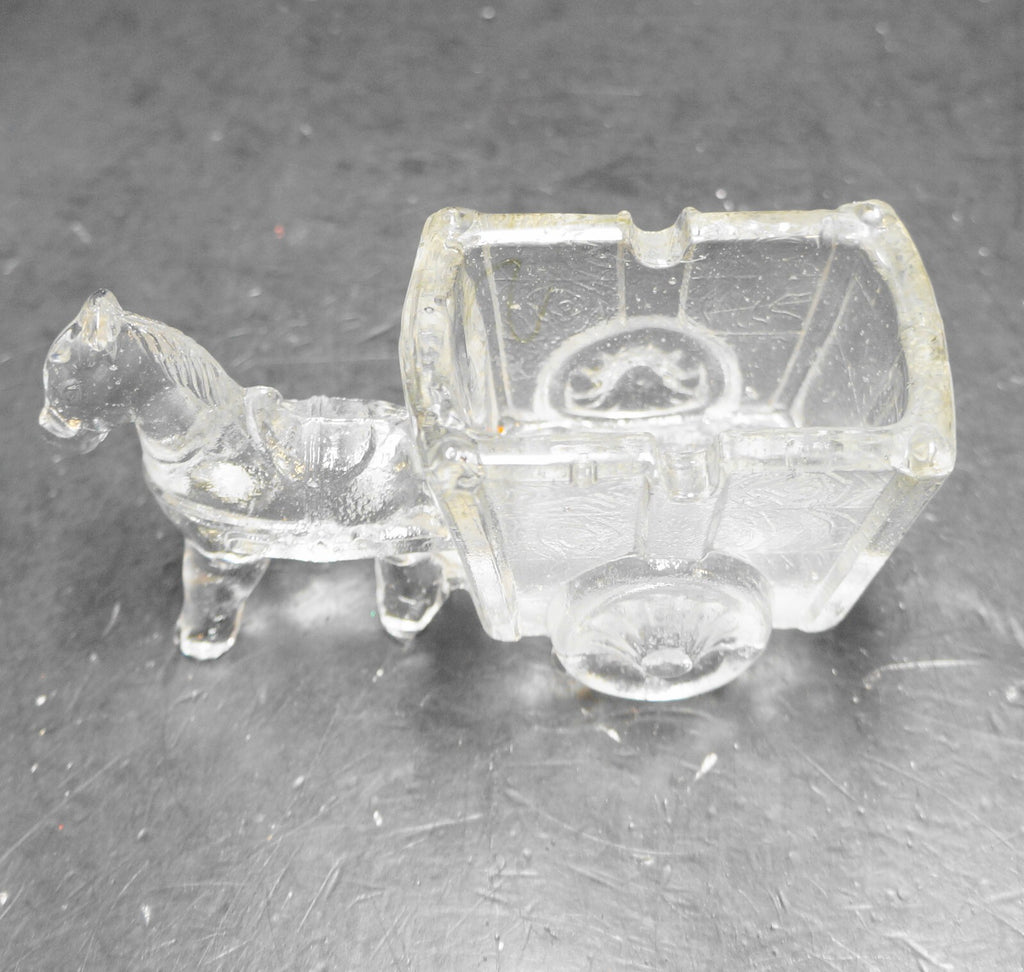 Jeannette Glass Clear Pressed Horse Donkey Cart Small Candy Dish