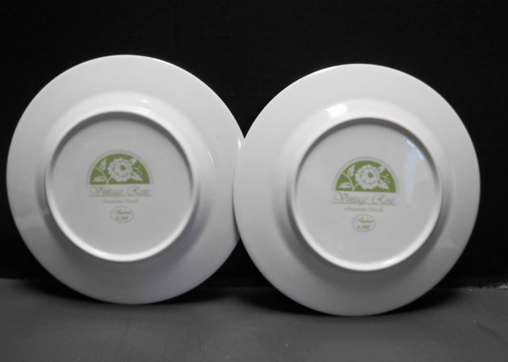 Vintage Rose Suzanne Nicoll Andrea by Sadek Salad Plates Pair
