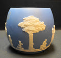 Cream on Blue Jasperware Cache Pot Jardiniere