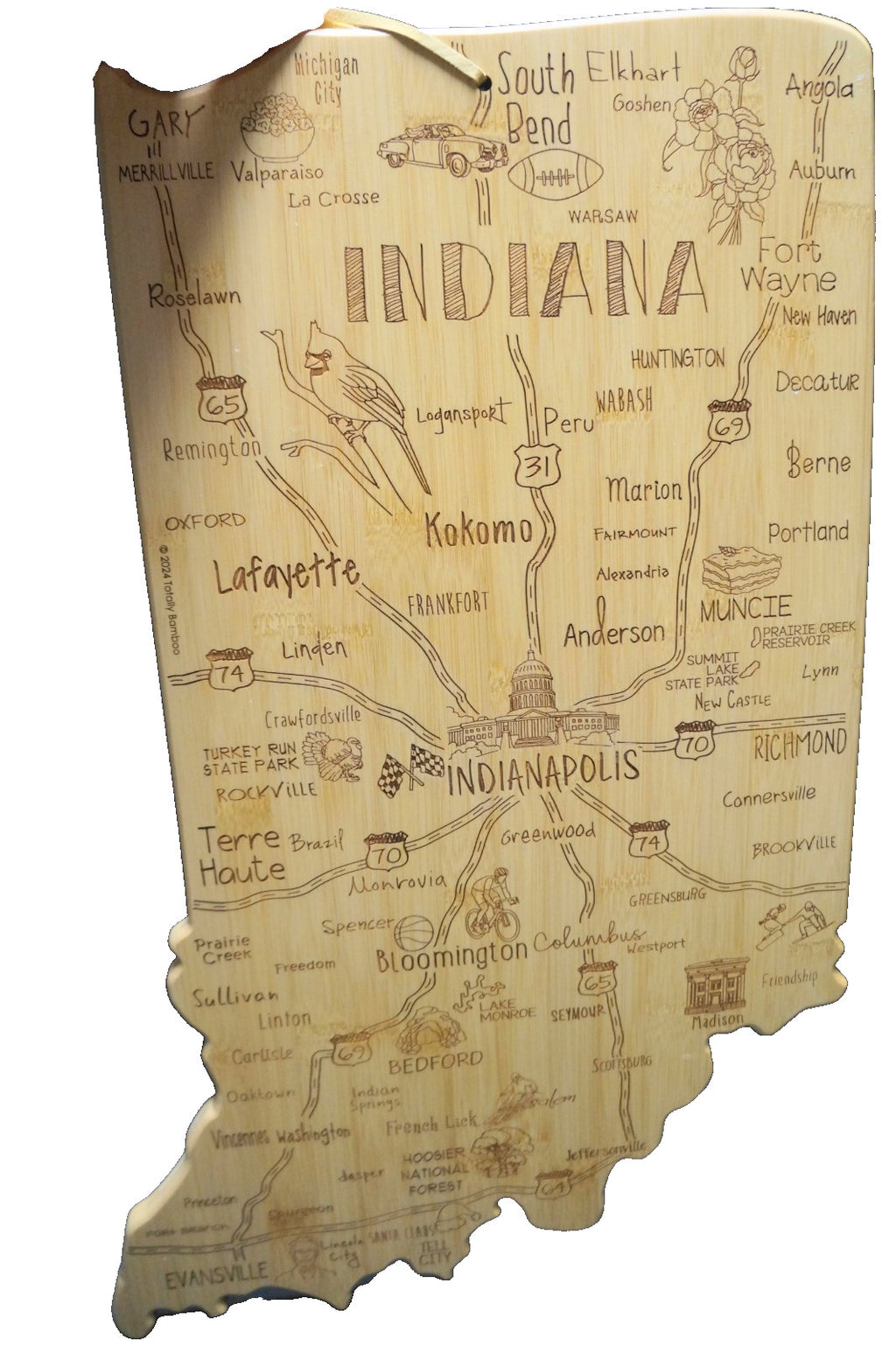 SOLD Totally Bamboo Indiana State Cutting Board Laser Etched 22 x 13