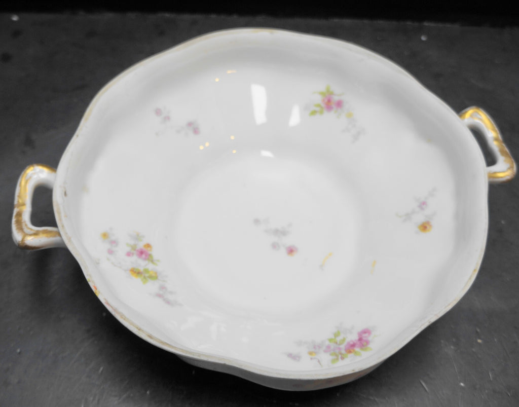 Charles Ahrenfeldt Limoges France Pink Roses Covered Round Vegetable Dish