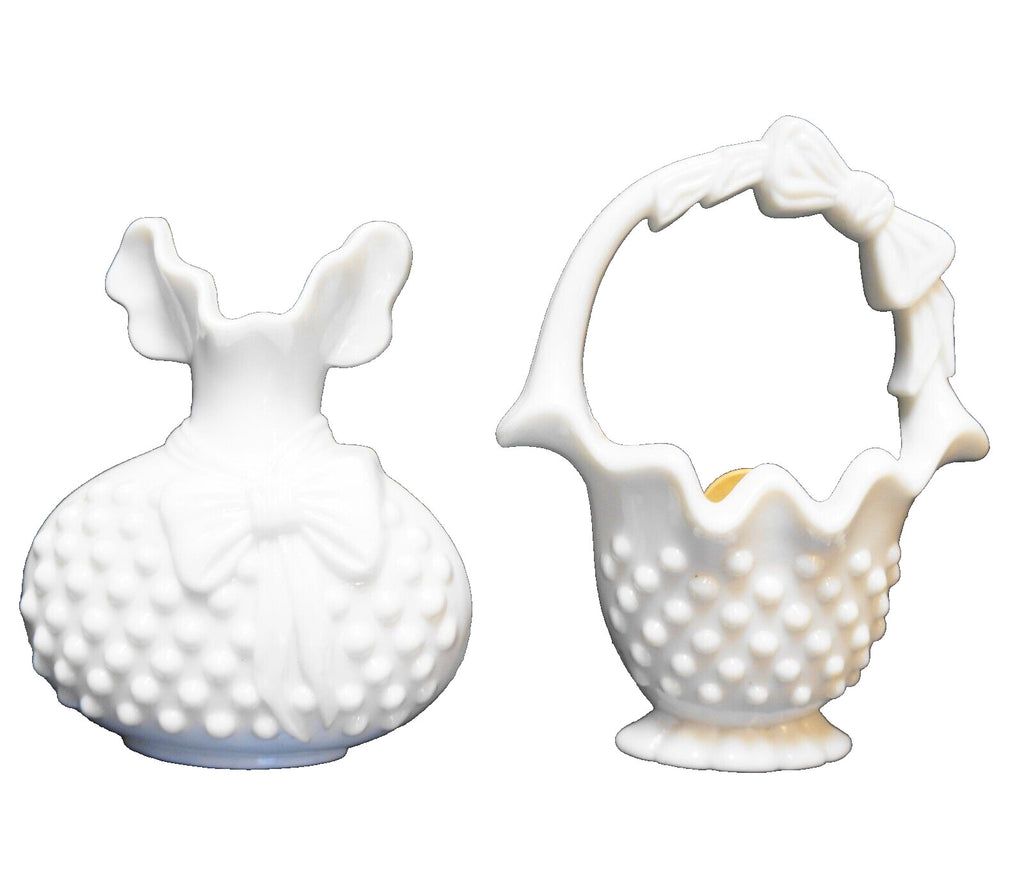 Burwood White Hobnail Basket Vase Wall Pocket Hanging 2656 Home Interior