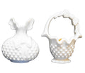 Burwood White Hobnail Basket Vase Wall Pocket Hanging 2656 Home Interior
