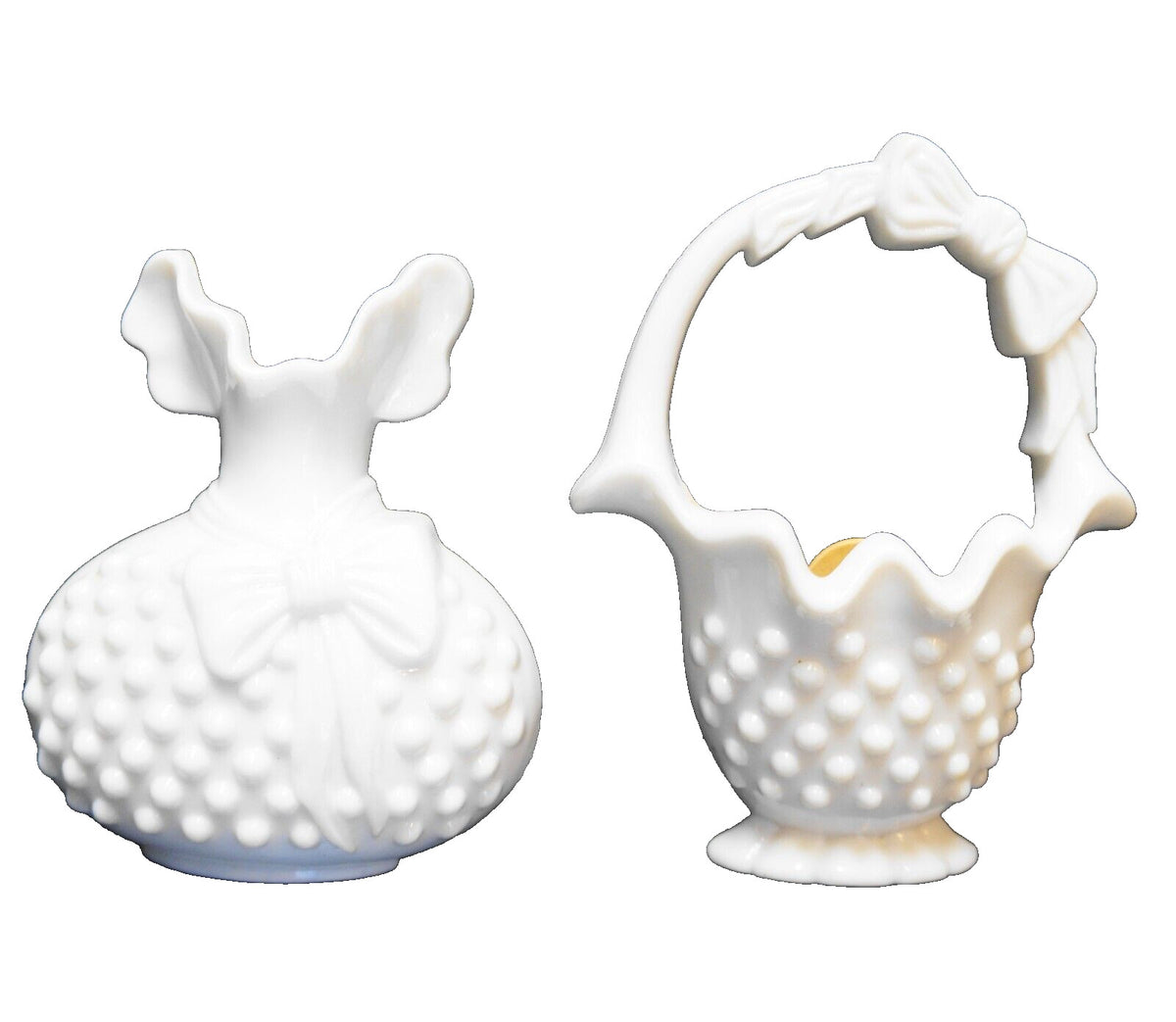 Burwood White Hobnail Basket Vase Wall Pocket Hanging 2656 Home Interior