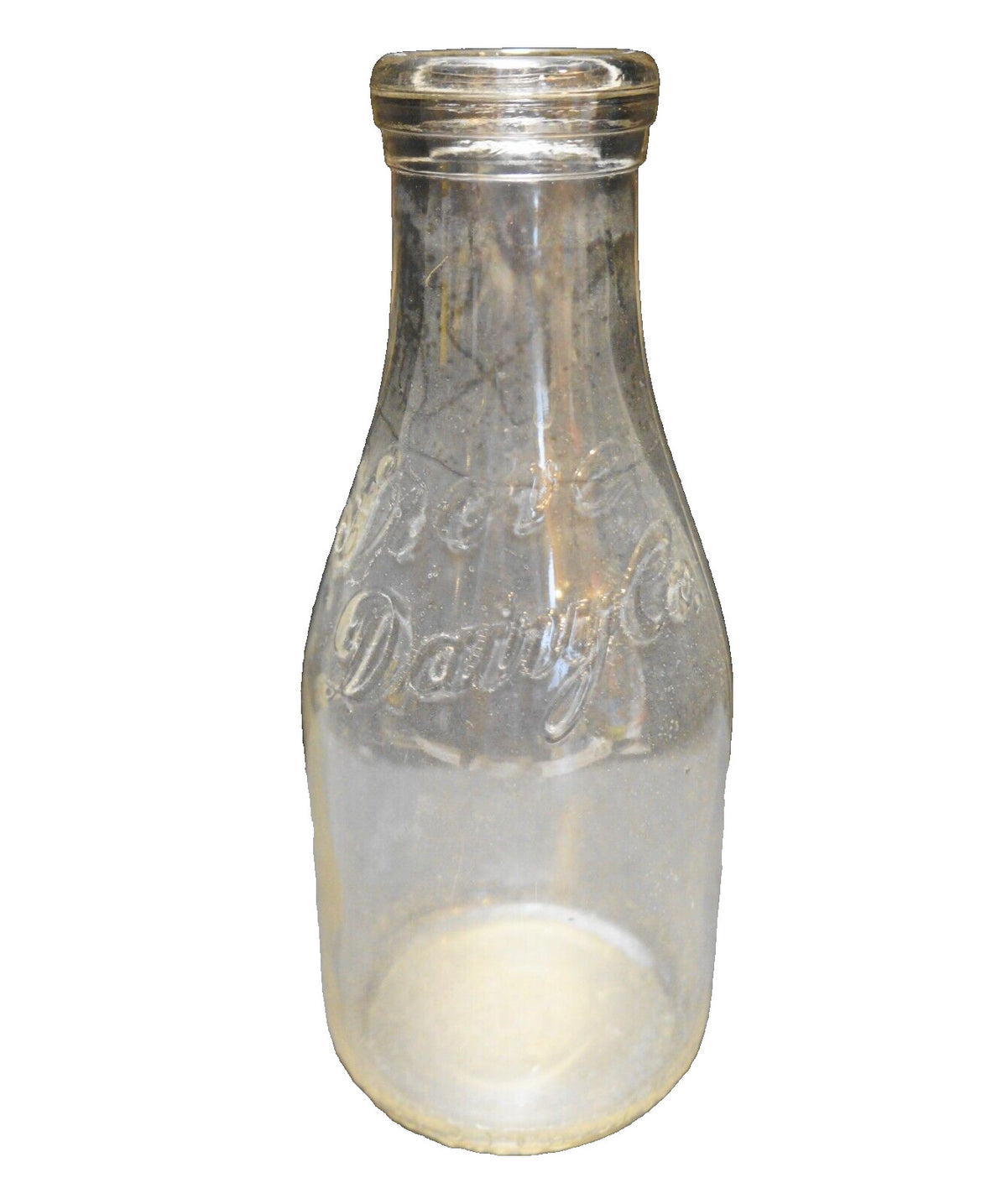 Grove Dairy Co Embossed Clear Glass Quart Milk Bottle