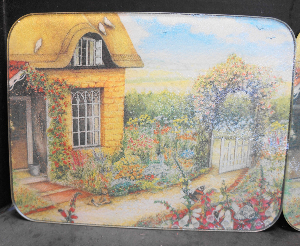 McGowan Mfg TufTop Cottage Garden Tempered Glass Small Cutting Boards Pair
