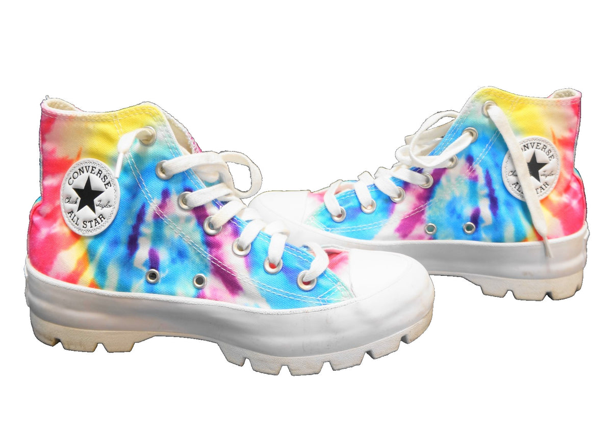 Converse Chuck Taylor All Stars Lugged Rainbow Tie Dye Women 7 Gently Used