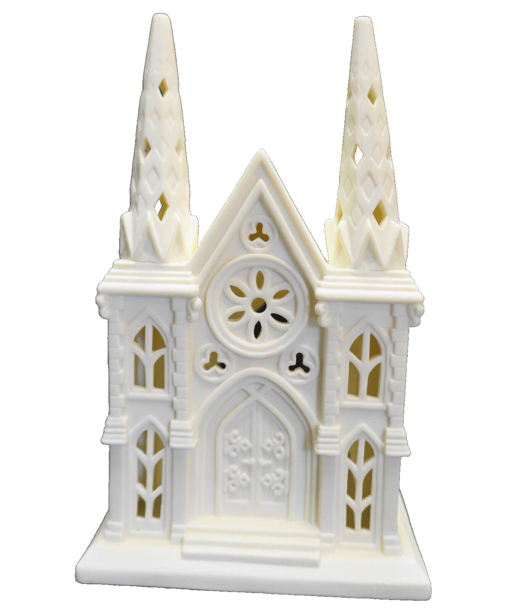 Partylite Christmas Cathedral Lights P7307 Bisque Tea Light Lamp