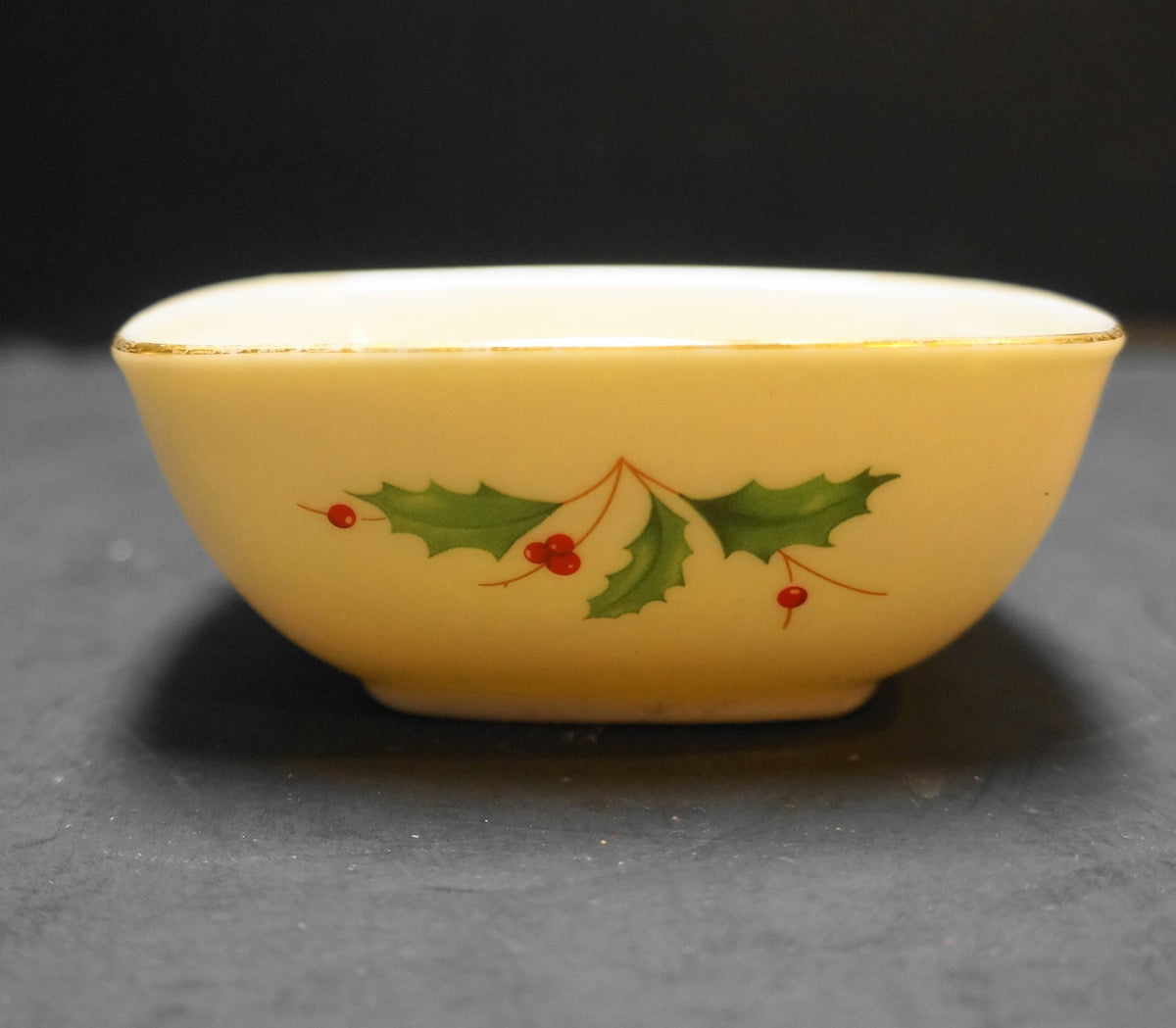 Lenox Holiday Dimension Holly Berry Square Dipping Bowl