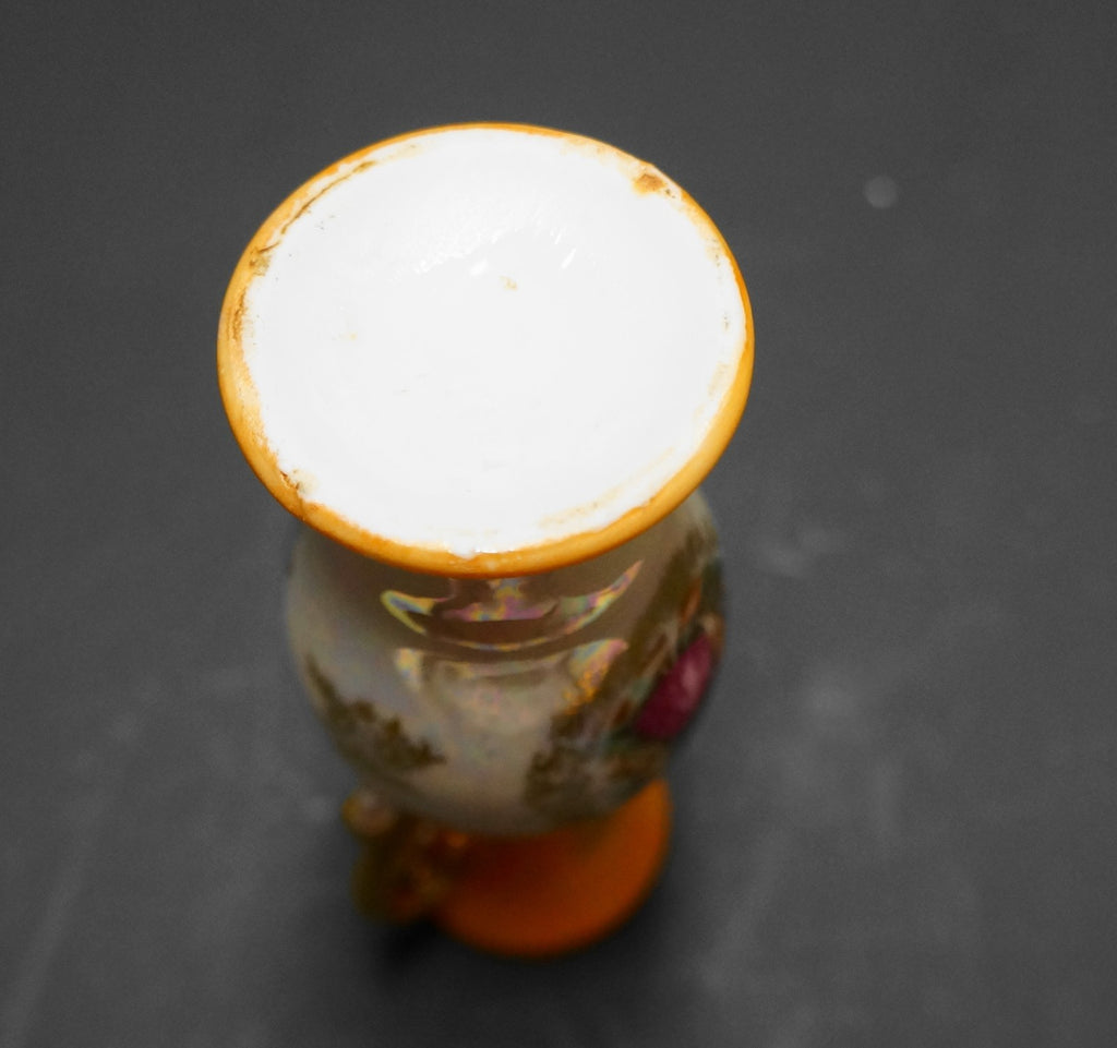 Orange Pearl Lustre Mini Urn Vase Portrait
