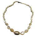 Mother of Pearl Hand Carved Oval Beads Art Deco Necklace 16"