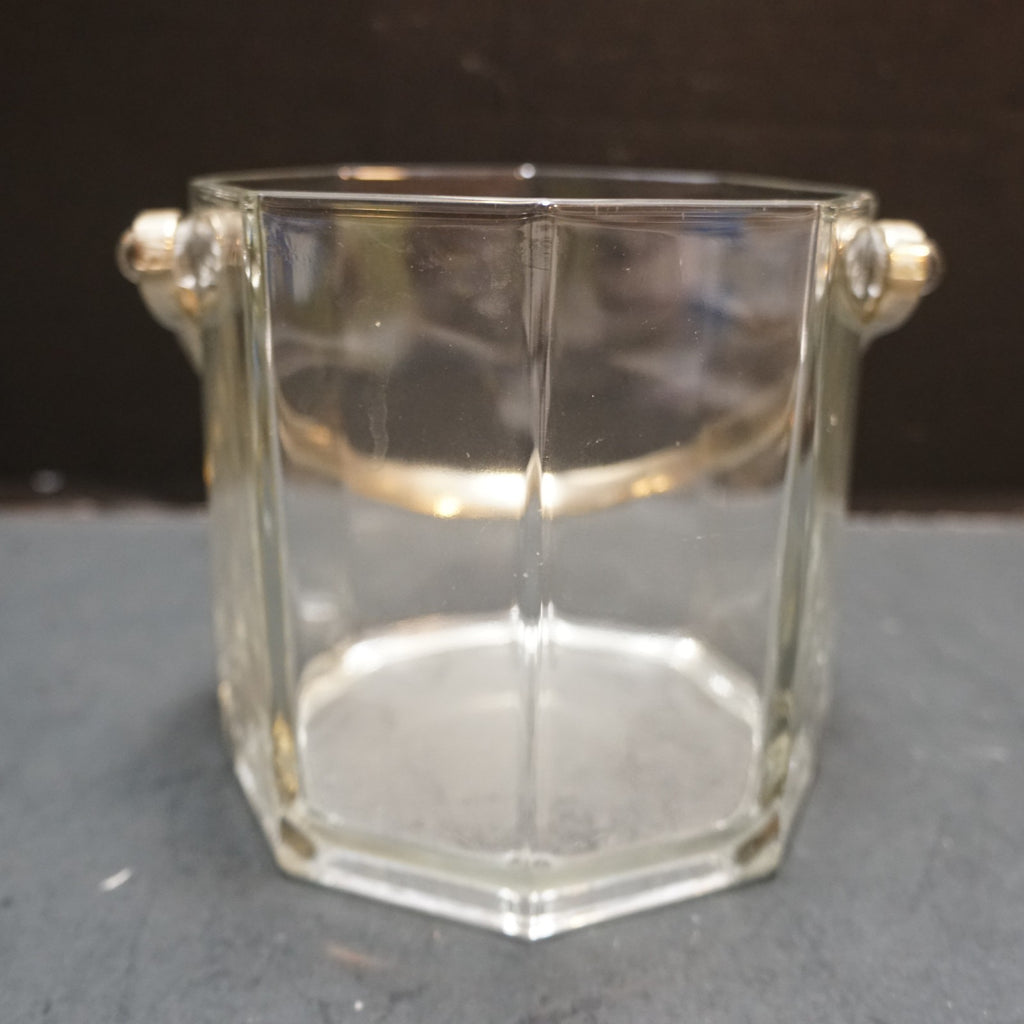 Luminarc Octime Clear Ice Wine Bucket Gold Tone Metal Handle