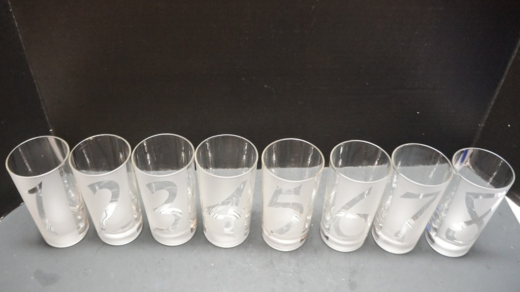 Federal Glass Drinks by Number Frosted Clear Tumblers Set of 8