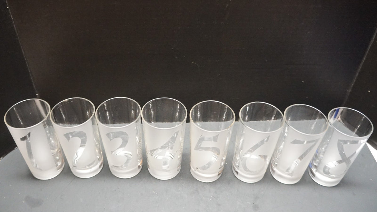 Federal Glass Drinks by Number Frosted Clear Tumblers Set of 8