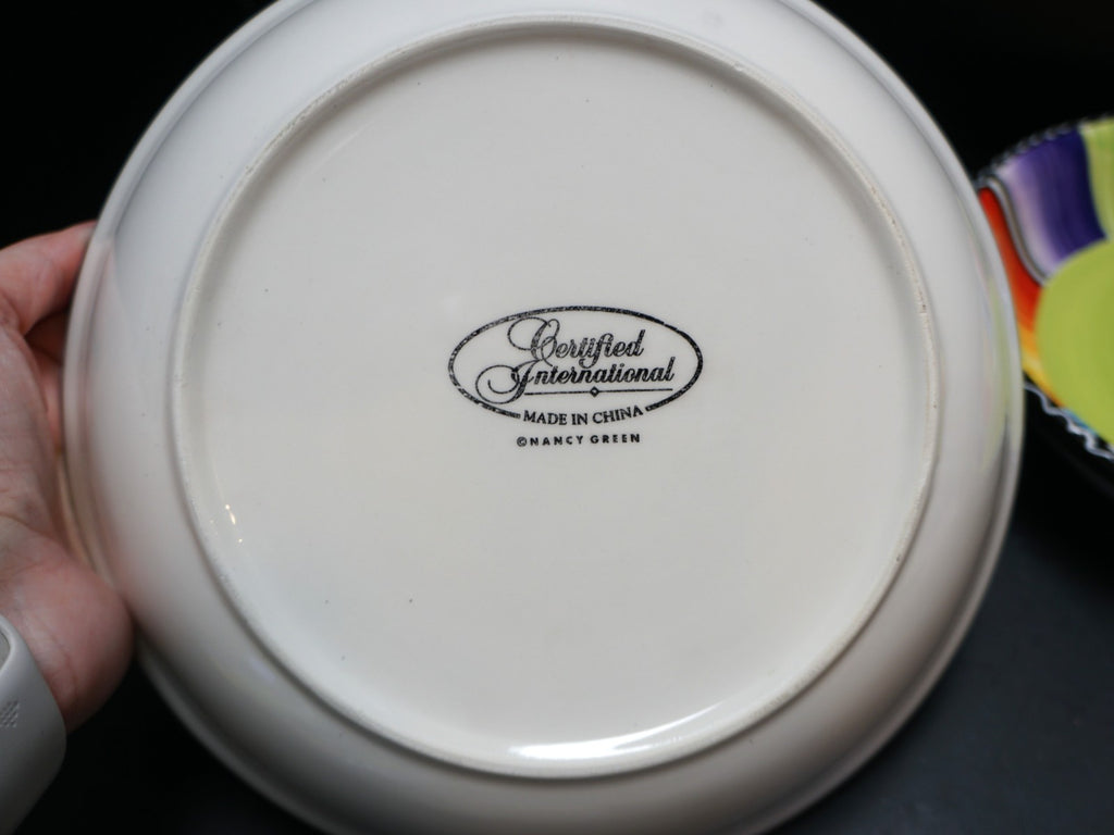 SOLD Nancy Green Serape Certified International 9" Pasta Bowls Pair