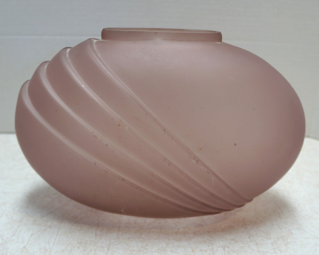 Two's Company Mauve Pink Satin Frosted Glass Art Deco Revival Vase
