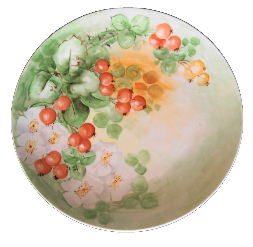 Hand Painted Red Berries B MoeM Limoges Plate Amateur Artist