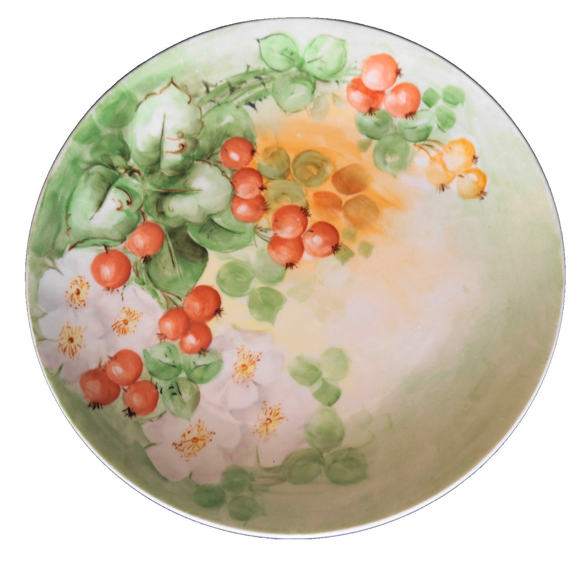 Hand Painted Red Berries B MoeM Limoges Plate Amateur Artist