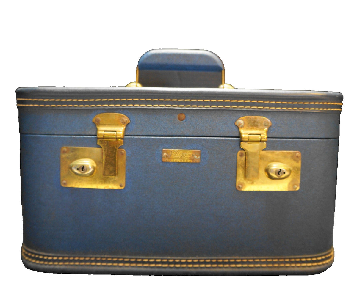 JC Higgins Fine Luggage Blue Hardside Train Case Brass Fittings