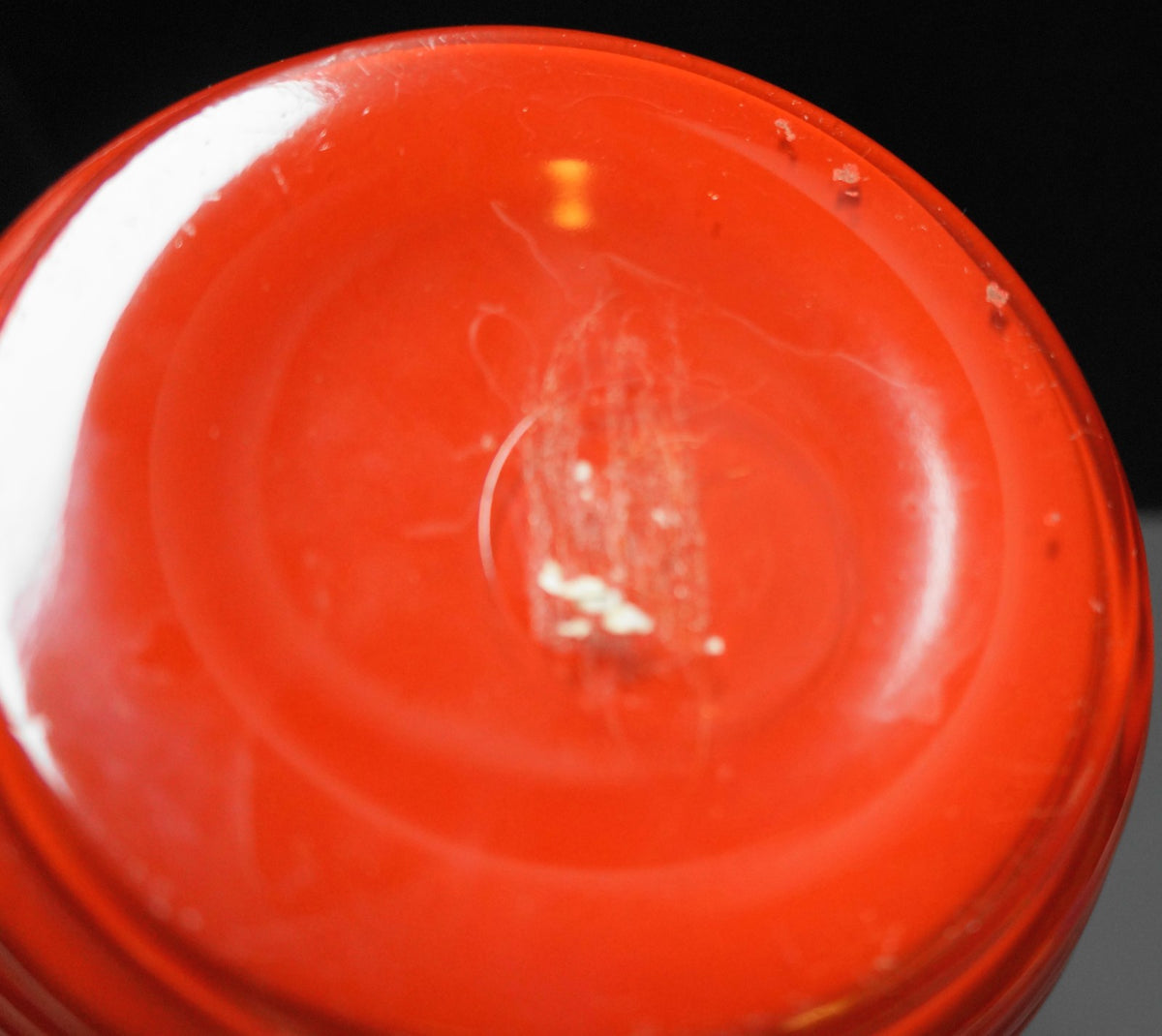 Anchor Hocking Bright Red Art Deco Style 1980s Pleated Glass Vase