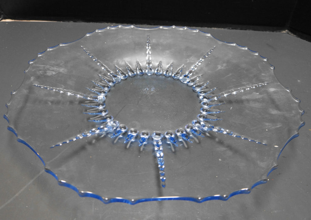 New Martinsville Radiance Ice Blue Torte Plate Platter Tray